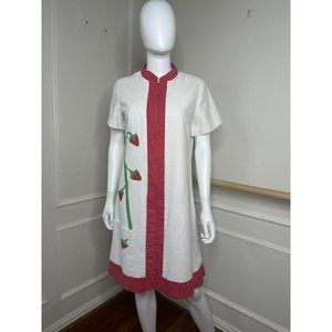 Vintage 70s Strawberry Maxi Dress Size M